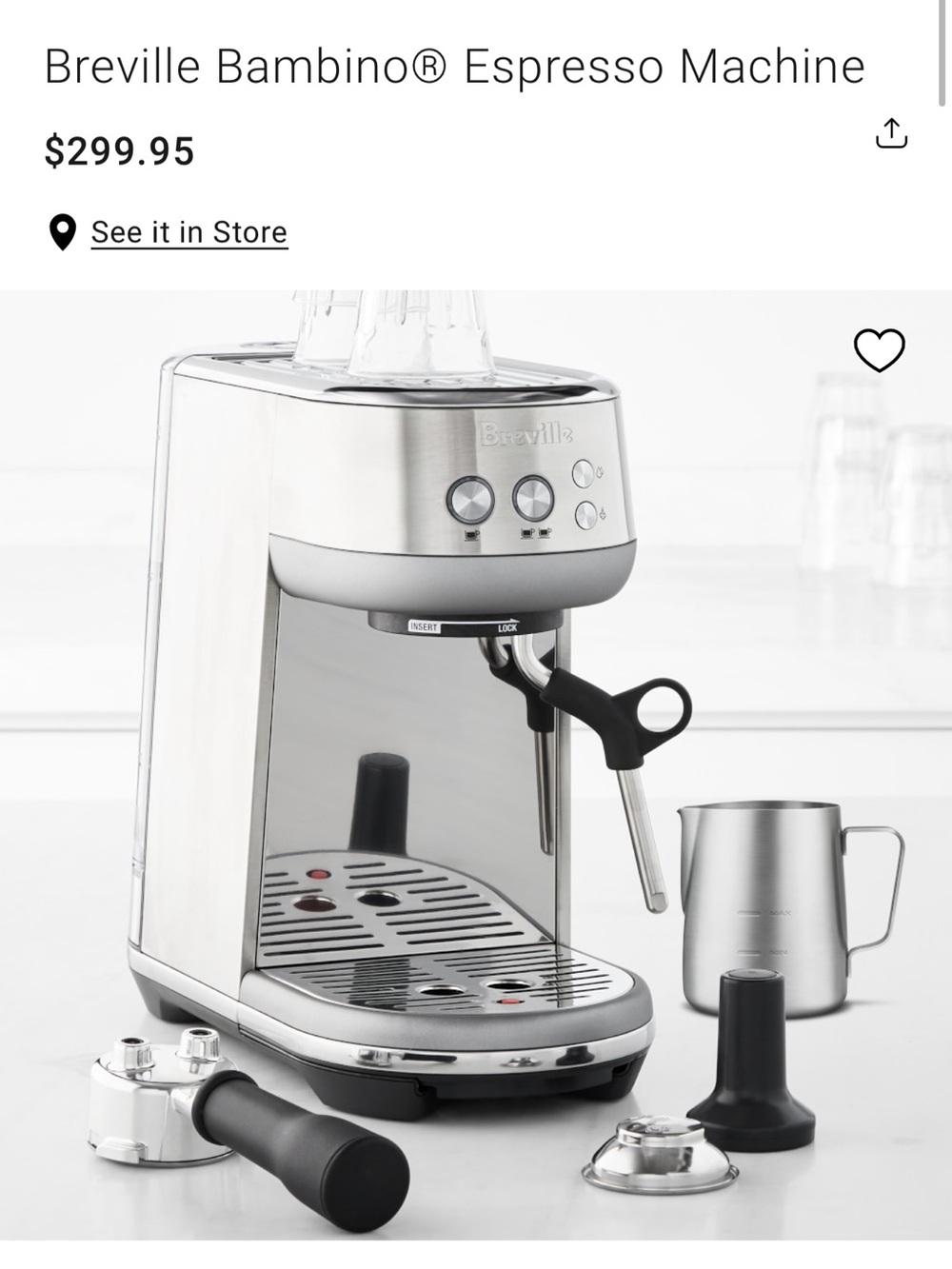 Breville Stainless Steel Espresso Machine with Steam Wand